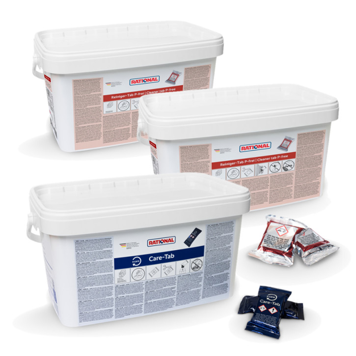 Rational (P12) Reiniger-Tabs P-frei 260 Stück  + Care-Tabs 150 Stück